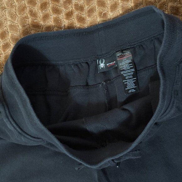Spyder Active ProWeb Black Jogger Sweatpants Drawstring Zip Pockets Reflective L - Picture 8 of 13